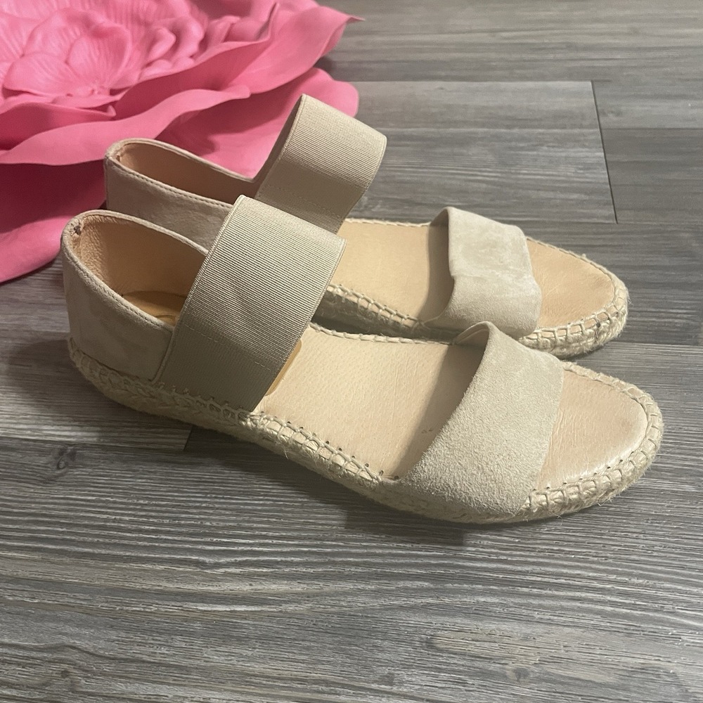 KANNA Spain Womens Sz 37 (US 6.5-7) Beige Suede Elastic Band Espadrilles Summer